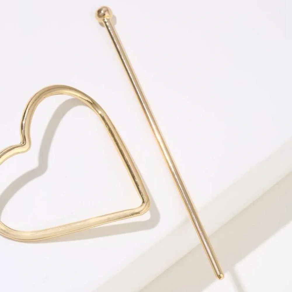 Heart Hairpin gold hair pin clip jewelry accessory barrette tie rose metal gift